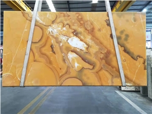 Turkey Golden Yellow Onyx Slabs，Translucent