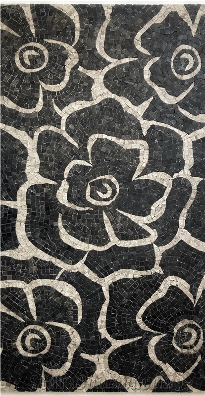 Floral Pattern Marble Mosaic Medallion