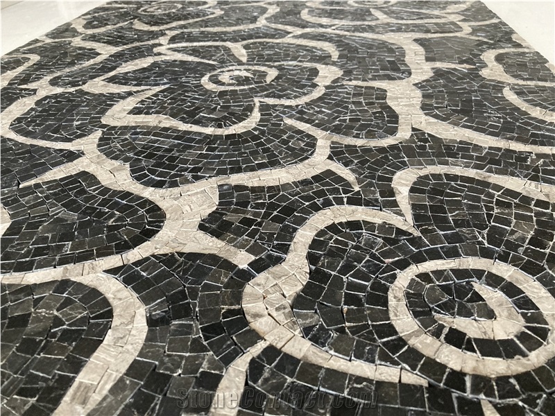 Floral Pattern Marble Mosaic Medallion