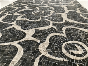 Floral Pattern Marble Mosaic Medallion