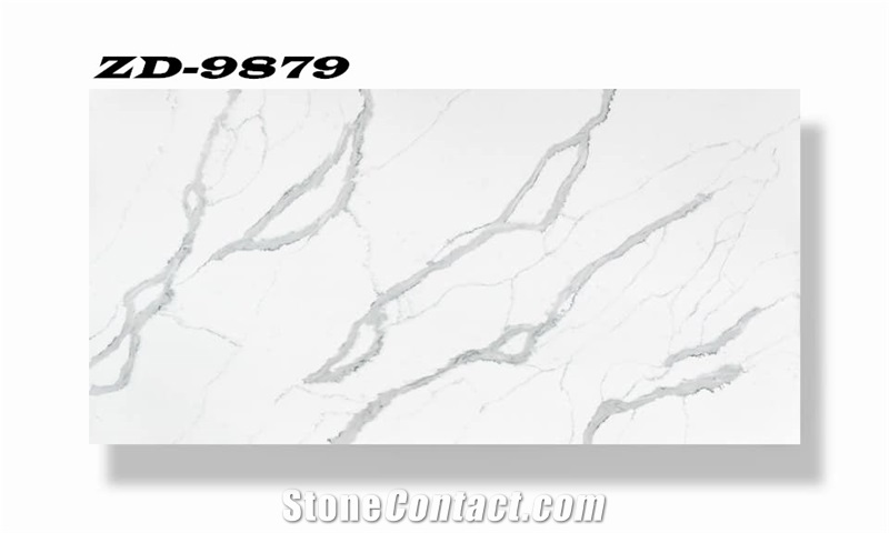 Artificial Calacatta Quartz Stone Slab Jumbo Size Good