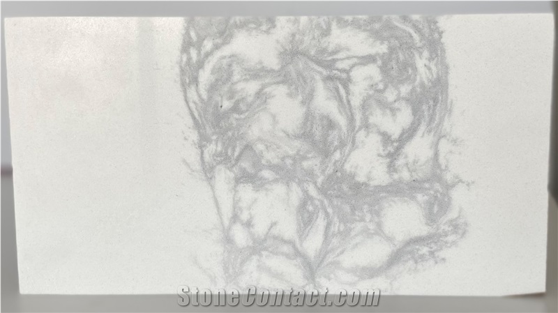 Beauty Vein And White Background Quartz Slab