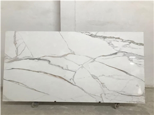 Calacatta Laza Quartz Stone Super White Background
