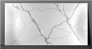 Glossy & Shining White Calacatta Quartz Slabs 2023 Z-8927