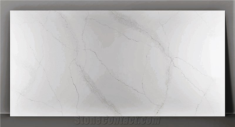 New Texture Calacatta White Quartz Slabs Z-8925