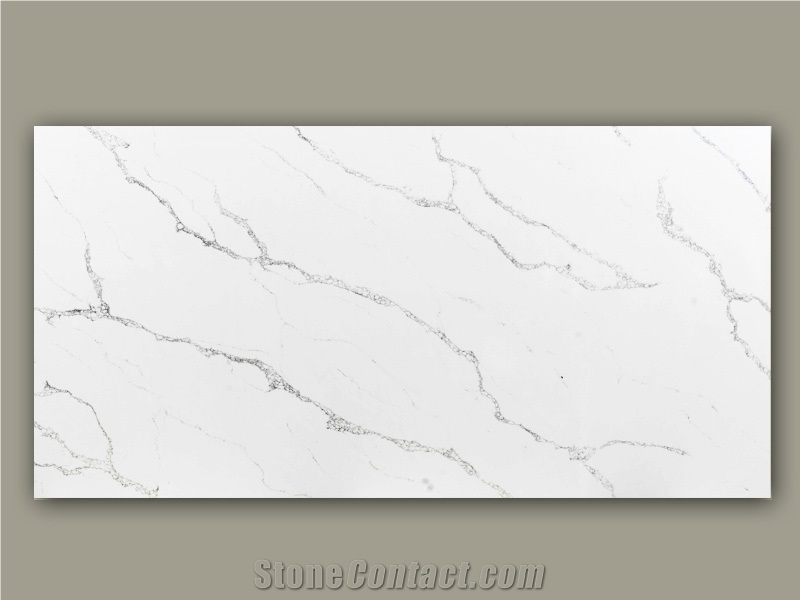 New Vivid Texture Calacatta Quartz Slabs 9902