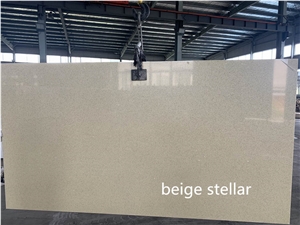 Pure Beige Color Quartz Stone Slab In L.A