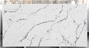 Quartz Stone Slab White Background Color Grey Veins