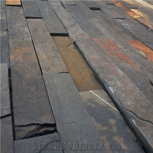 Pizarra Natural Negro Veta- Black Slate Wall Panels