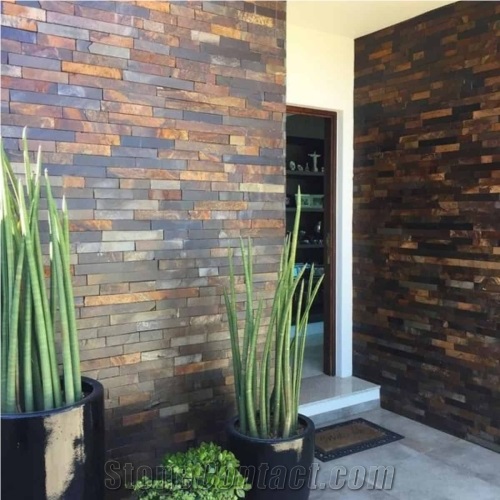 Pizarra Natural Negro Veta- Black Slate Wall Panels