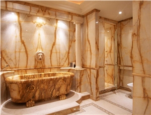 Yellow Siena Marble Custom Bathroom Design