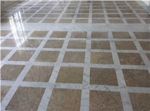 Polished Light Emperador And Carrara White Marble Pattern