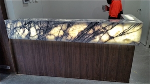 Translucent Backlit Onyx Reception Counter