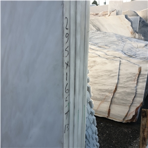 White Cloudy Marble Tiles, Kozani White Marble Slabs
