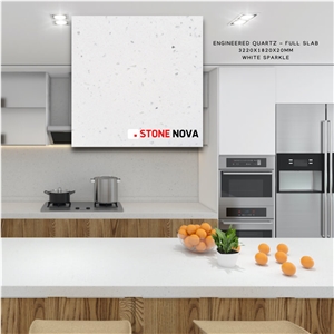 White Sparkle Engineered Quartz Kitchen Countertop White Sparkle Engineered Quartz Kitchen Countertop
