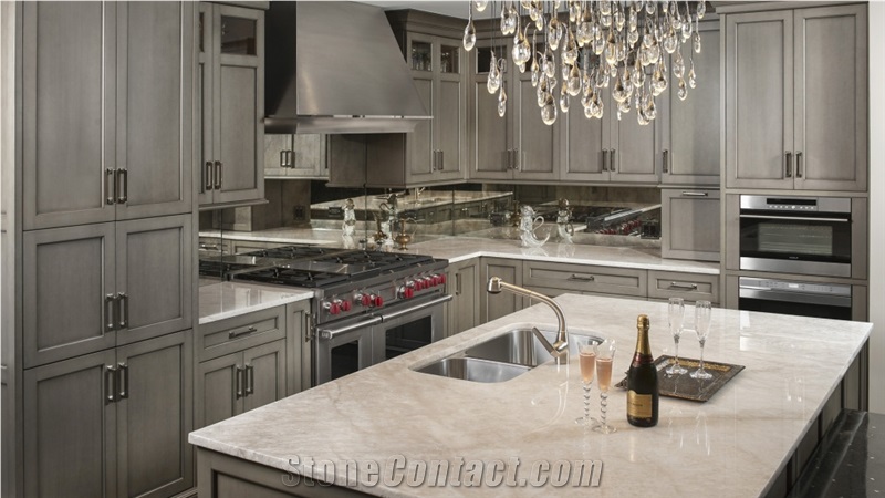Cristallo Quartzite Kitchen Isand Countertops