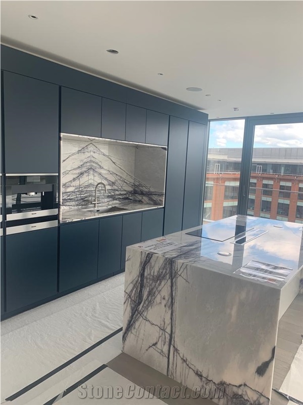Milas New York Marble Kitchen Countertop, Island Top