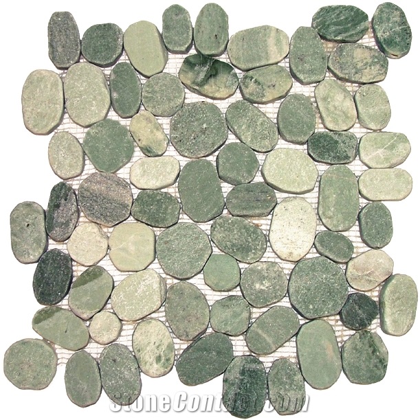Green Cut Pebble Mosaic Tiles