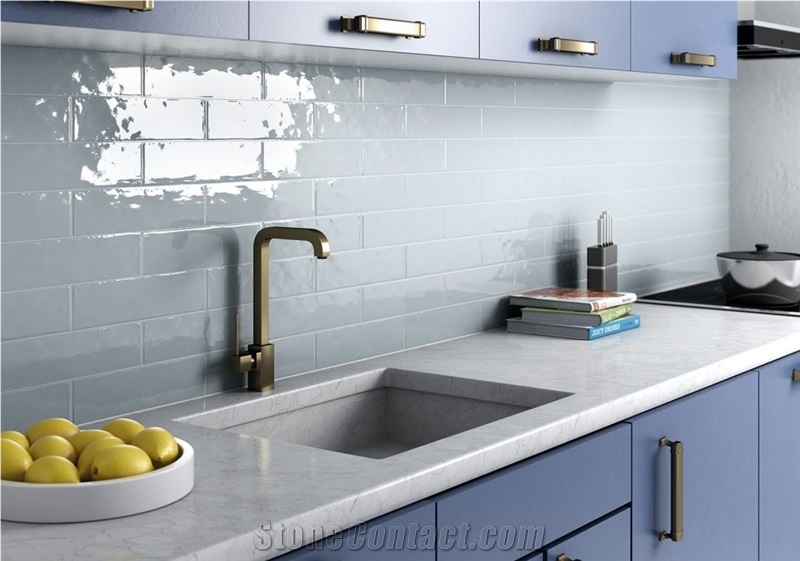 Aspect Adorn Villa Blue Subway Gloss Porcelain Tile 75X150mm