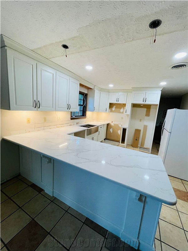 Calacatta Gold Extra Quartz Kitchen Countertop