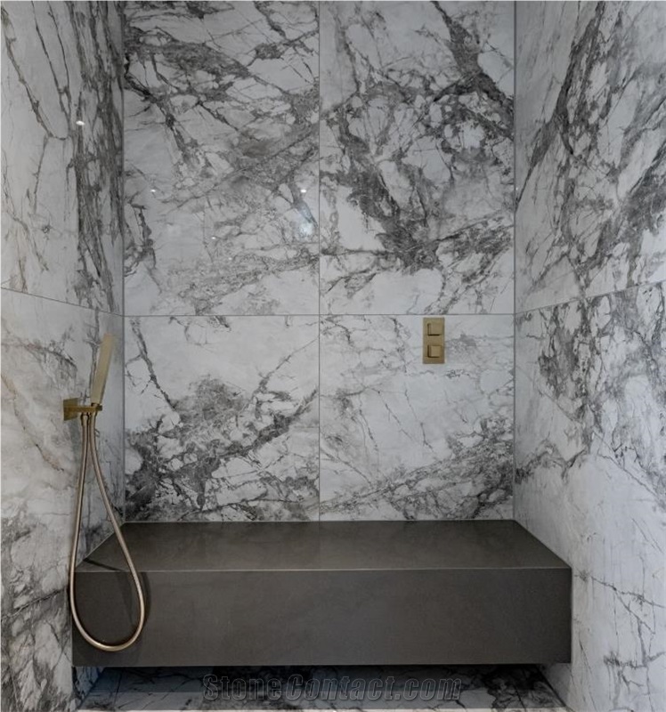 Marble Effect Porcelain Bespoke Bathroom Project