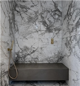 Marble Effect Porcelain Bespoke Bathroom Project