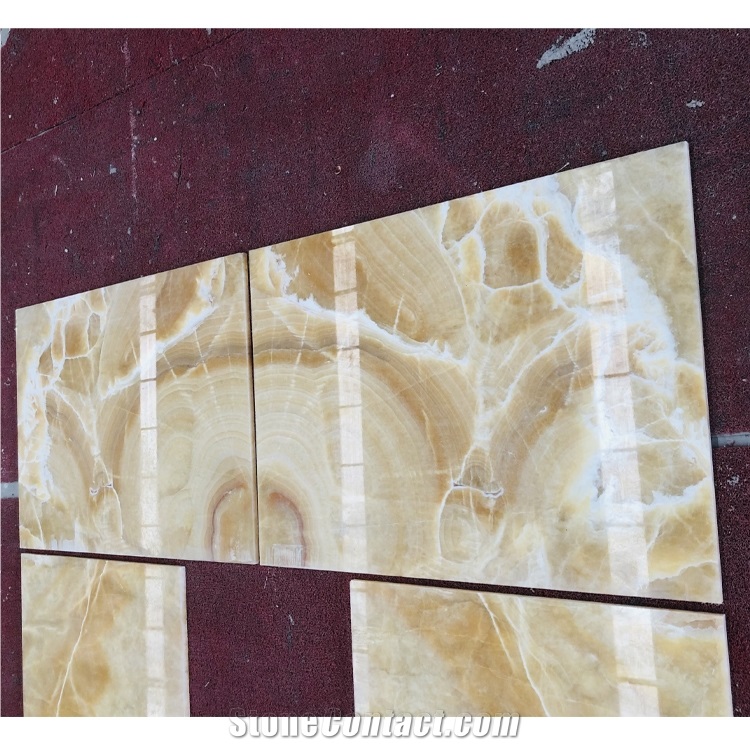 Beautiful Yellow Onyx Book Matched Background Wall