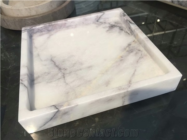 Marble Key Tray New Style Natural Marble Oval Shape