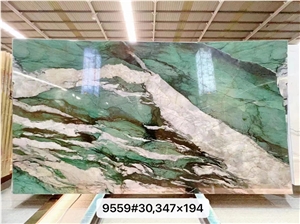 Green Whie Veins Natural Quartzite Slab Stone