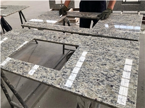 St.Cecilia Light Granite Square Sink Cutout Master Bath Tops