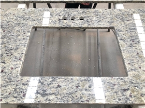 St.Cecilia Light Granite Square Sink Cutout Master Bath Tops