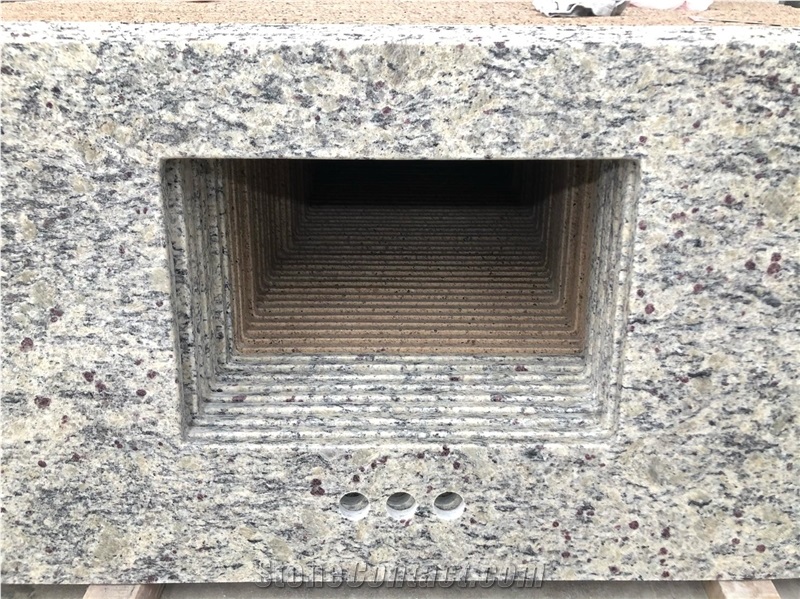 St.Cecilia Light Granite Square Sink Cutout Master Bath Tops
