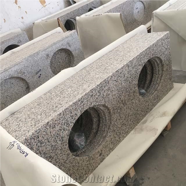 Tiger Skin White Granite Double Sink Vanity Tops For Bath