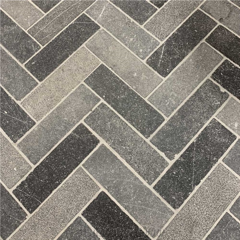 Pierre De Soignies Belgian Blue Stone Herringbone Tiles
