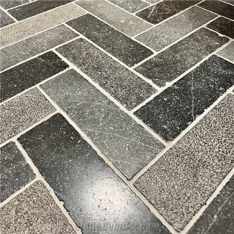 Pierre De Soignies Belgian Blue Stone Herringbone Tiles
