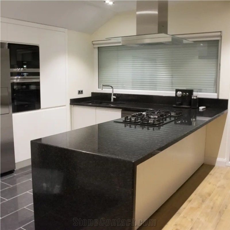 Angola Black Granite Residential Kitchen Countertop