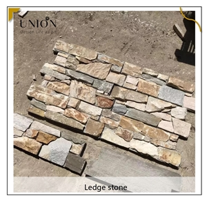 UNION DECO Beige Slate Ledger Stone Wall Cladding Tile, Jinxiu Slate