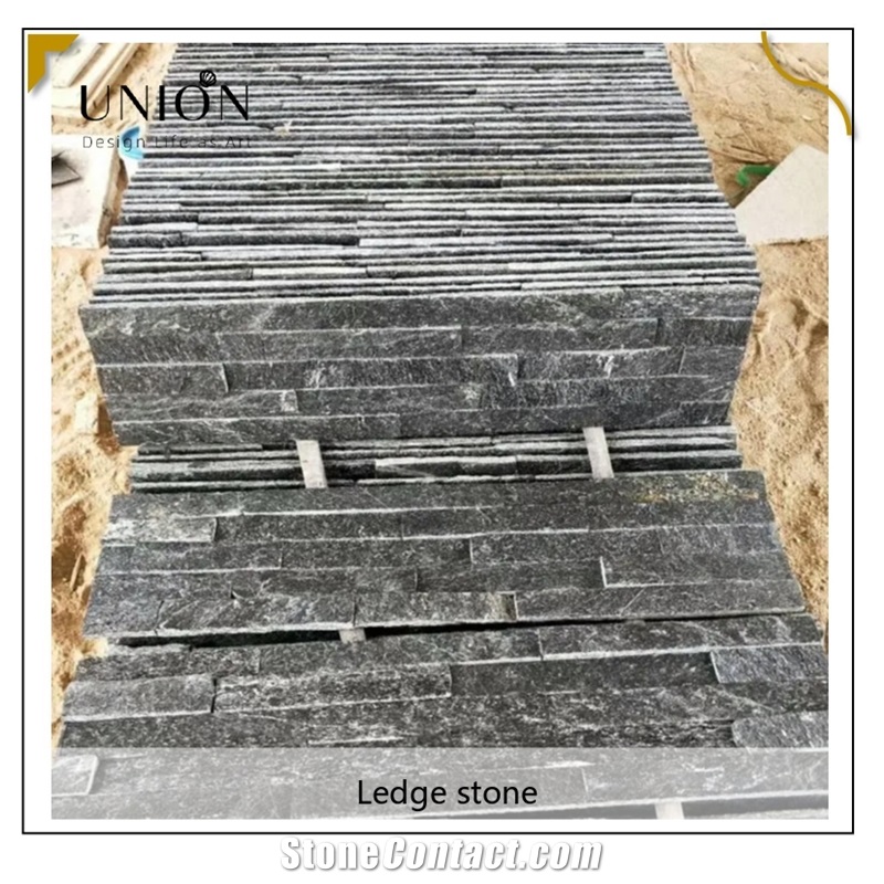 UNION DECO Cladding Stone Natural Black Quartz Stacked Panel