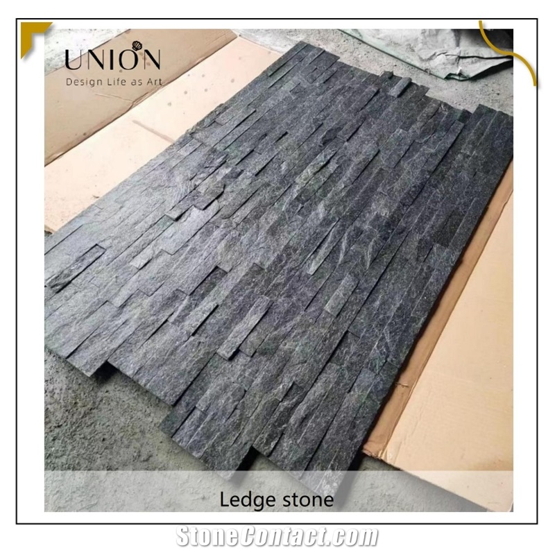 UNION DECO Cladding Stone Natural Black Quartz Stacked Panel