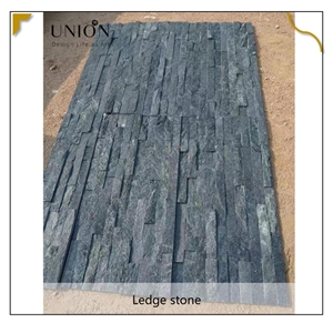 UNION DECO Natual Black Quartzite Ledger Stone Wall Panel