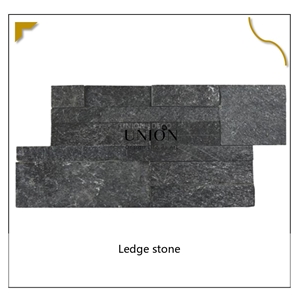 UNION DECO Natural Black Quartzite Stacked Stone Wall Panel