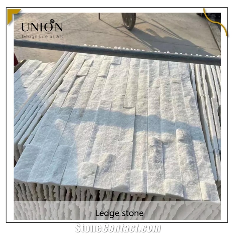 UNION DECO Pure White Wall Cladding Quartzite Stacked Stone