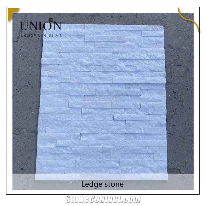 UNION DECO Pure White Wall Cladding Quartzite Stacked Stone