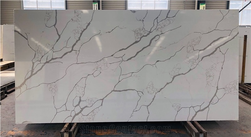 White Marble Texture Quartz Slabs ,Man-Made Stone Quartz