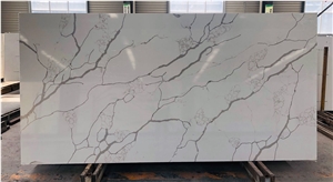 White Marble Texture Quartz Slabs ,Man-Made Stone Quartz