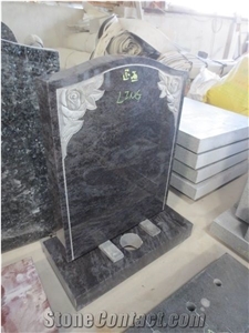 Bahama Blue Granite Cemetery Upright Tombstone 08