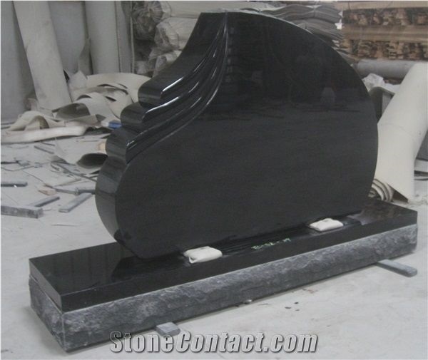 Black Granite Gravestone Upright Monument 02