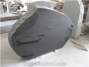 Black Granite Gravestone Upright Monument 02