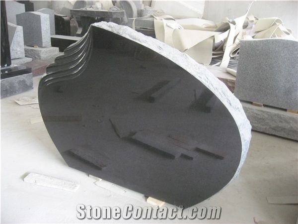 Black Granite Gravestone Upright Monument 02