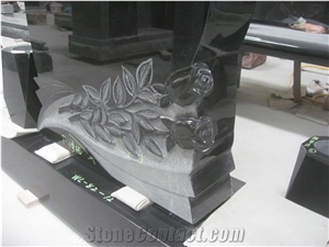 Black Granite Gravestone Vase Upright Monument 43